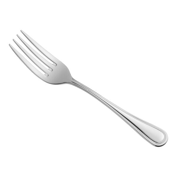 An Acopa Edgeworth stainless steel dinner fork with a silver handle.