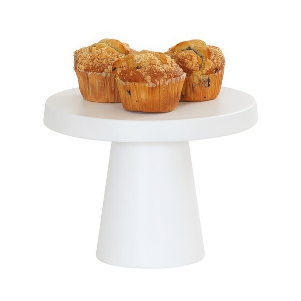 A white Cal-Mil melamine cake pedestal with muffins on it.