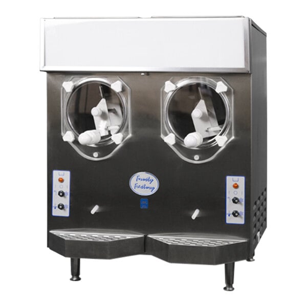 A Frosty Factory frozen cocktail machine with two double cylinder dispensers.