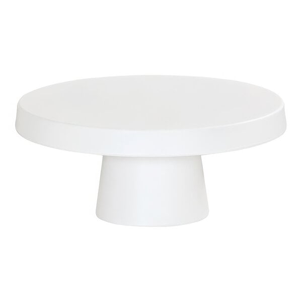 A white round Cal-Mil melamine pedestal.