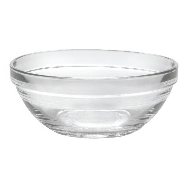 A clear Duralex glass bowl.