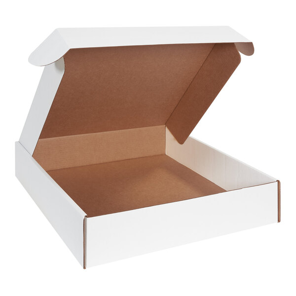 A white Lavex cardboard mailer with front locking tabs.
