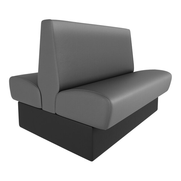 A graphite gray and black plain double back booth with a black base.