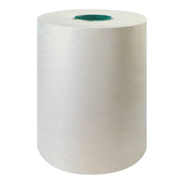 A white cylinder roll of Lavex gray packing paper with green accents.