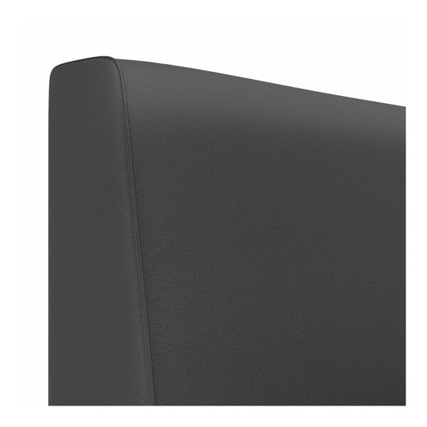 A close up of a black leather headboard on a QA Group Cascade 1/2 Circle Booth.