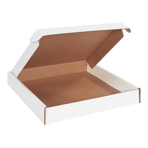 A white Lavex cardboard mailer with a lid open.
