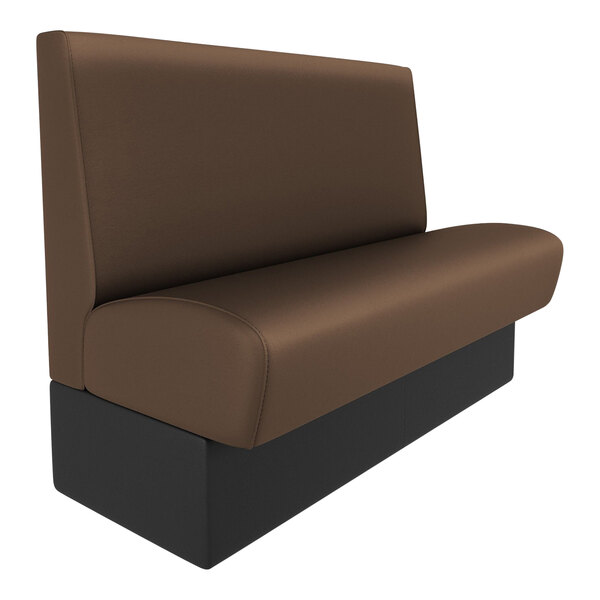 A brown and black QA Group Cascade cafe booth with a plain back.
