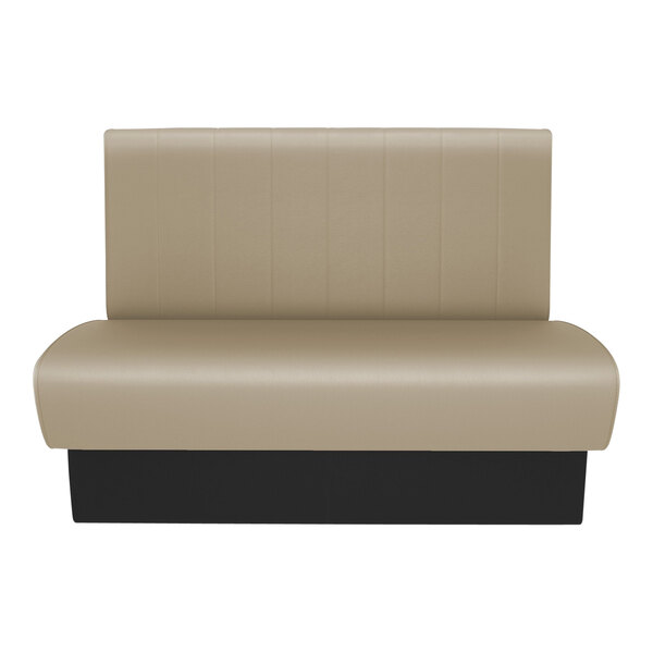 A tan and black QA Group Cascade restaurant booth with a black base.