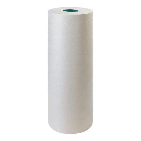 A roll of gray Lavex packing paper with a green label.
