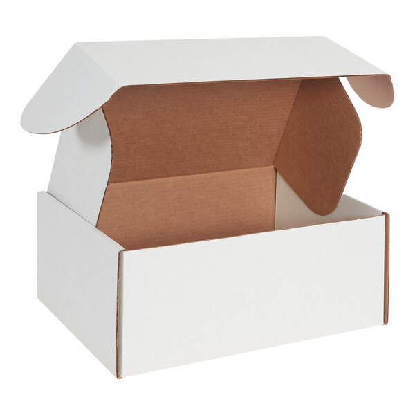 A white cardboard box with locking tabs.