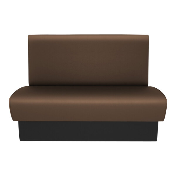 A brown and black bench with a brown base.