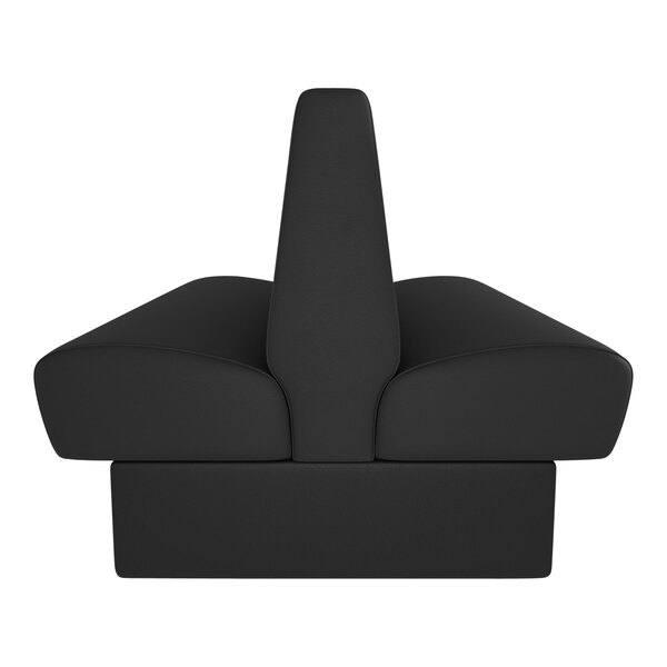 A QA Group black double back booth with a curved top and foot rest.