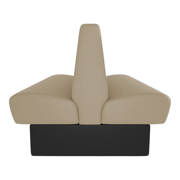 A QA Group Cascade fawn leather double back booth seat with black legs.