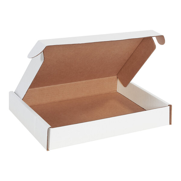 A white Lavex cardboard mailer box with a lid open.