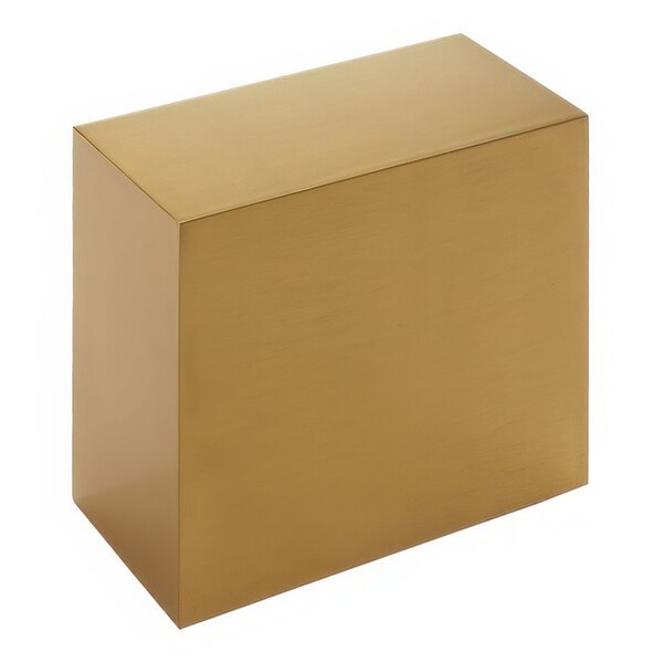 An American Metalcraft gold stainless steel rectangular riser on a white background.