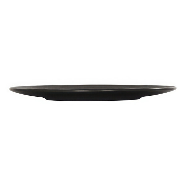 A Cal-Mil black melamine plate on a white background.