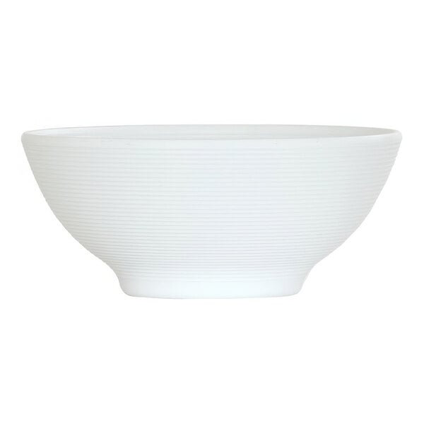A white Cal-Mil melamine soup bowl with a thin rim.