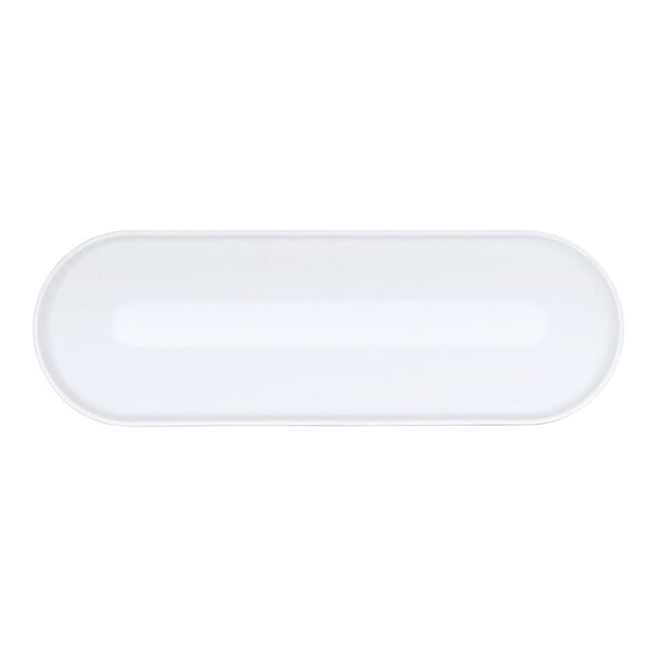 A white oval Cal-Mil melamine platter.