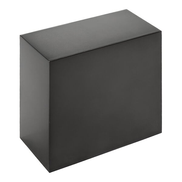 An American Metalcraft black stainless steel rectangular riser on a white background.
