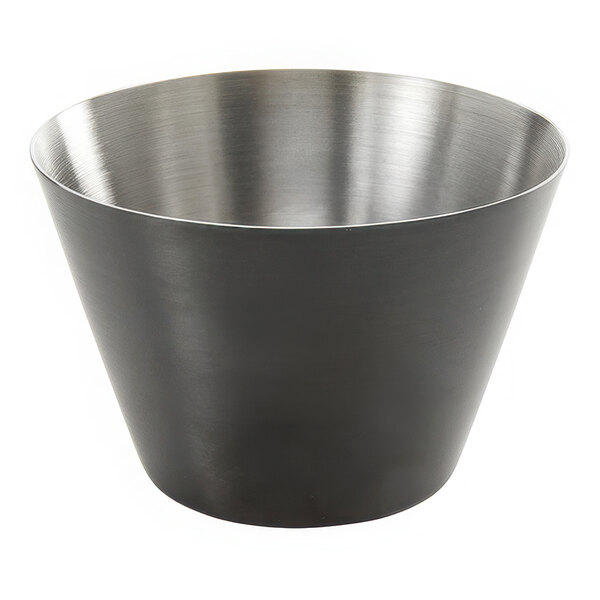 An American Metalcraft round stainless steel sauce cup with a black satin finish.