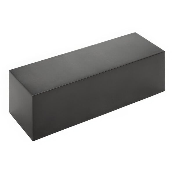 An American Metalcraft black stainless steel rectangular riser.