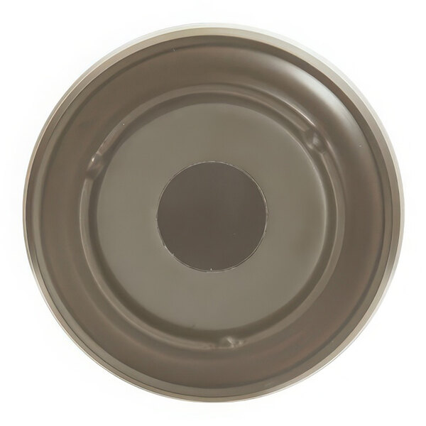 A brown and cream round melamine bowl with a circle in the middle.