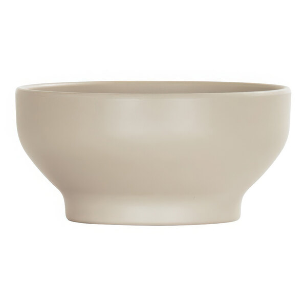 A taupe Cal-Mil melamine soup bowl with a white interior.