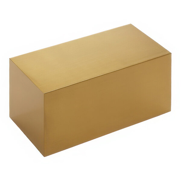 An American Metalcraft gold stainless steel rectangular riser.