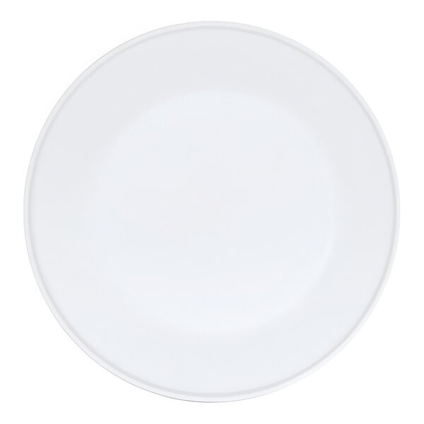 A white Cal-Mil melamine plate with a white border.