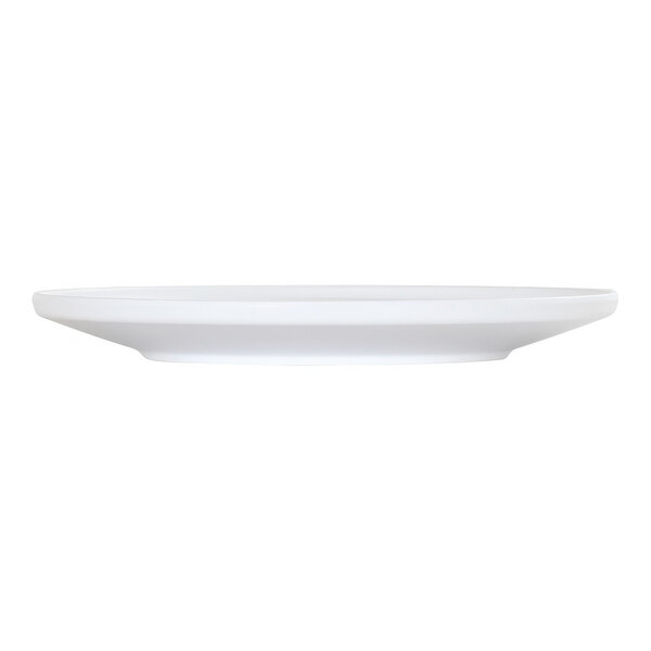 A white Cal-Mil melamine plate with a rim.