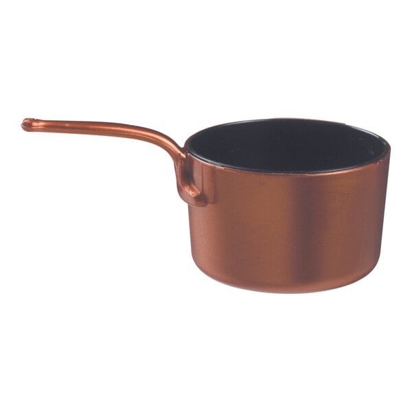Solia Eskoffie 1.5 oz. Copper and Black Mini Plastic Sauce Pan - 240/Case