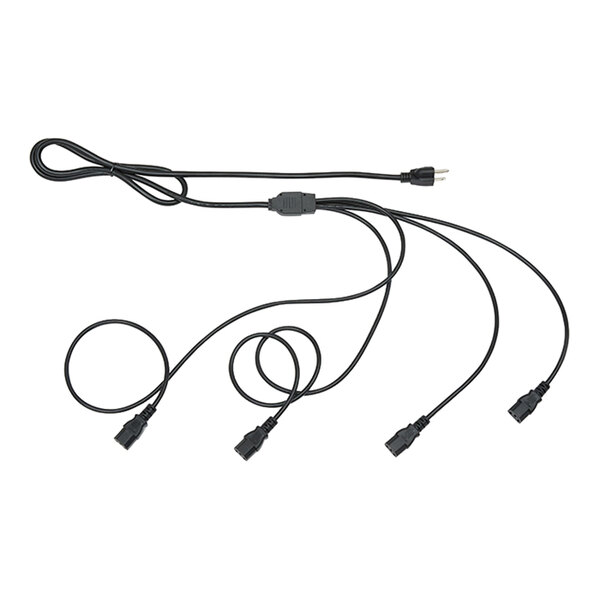 A black American Metalcraft power cable with three wires and several plugs.