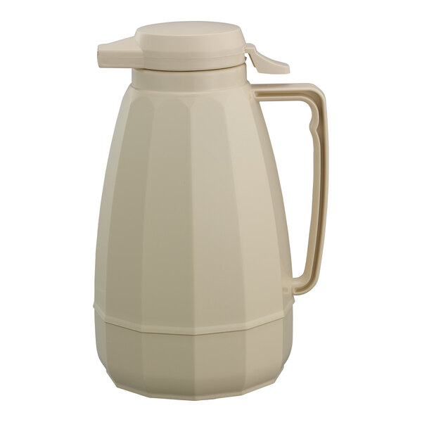 A white ABS plastic insulated coffee carafe with a lid.