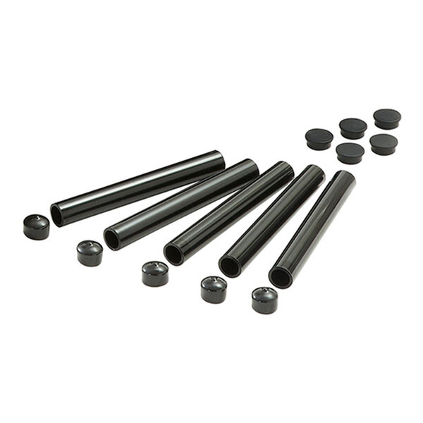 A group of black rubber bushings for American Metalcraft BuffetBoost Riser Kit pipes.
