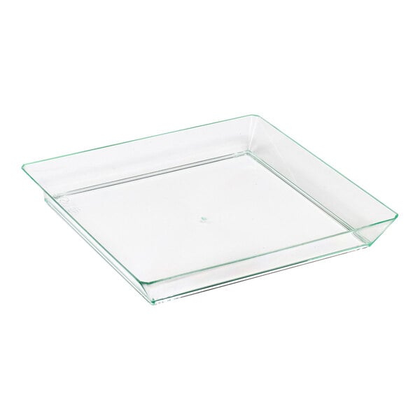 Solia Quartz 3 1/2" Square Green Plastic Plate - 200/Case