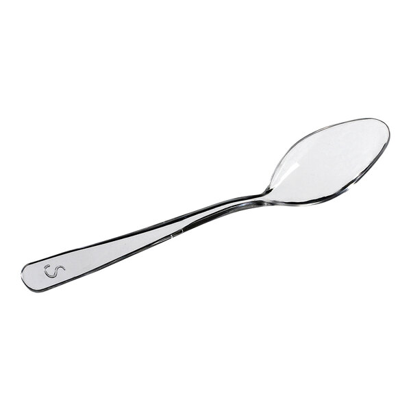 A clear plastic Solia mini spoon.