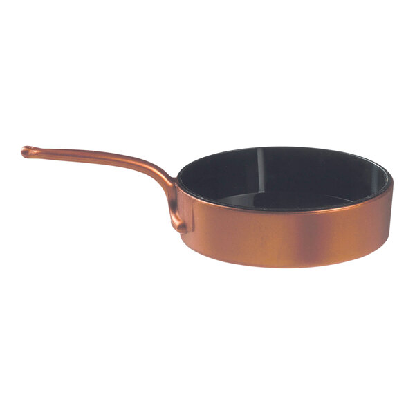 Solia Eskoffie 1 oz. Copper and Black Mini Plastic Frying Pan - 240/Case