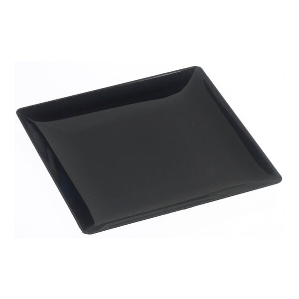 Solia Fluid 5 1/8" x 4 11/16" Rectangular Black Plastic Plate - 100/Case