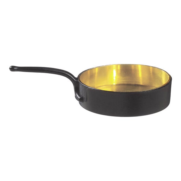 Solia Eskoffie 1 oz. Black and Gold Mini Plastic Frying Pan - 240/Case