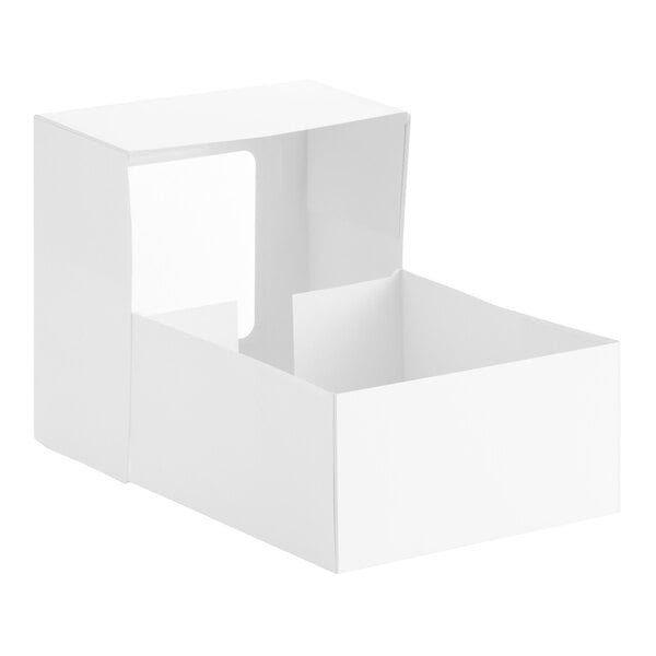 Baker's Lane 10" x 10" x 5" White Auto-Popup Window Cake / Bakery Box - 100/Case