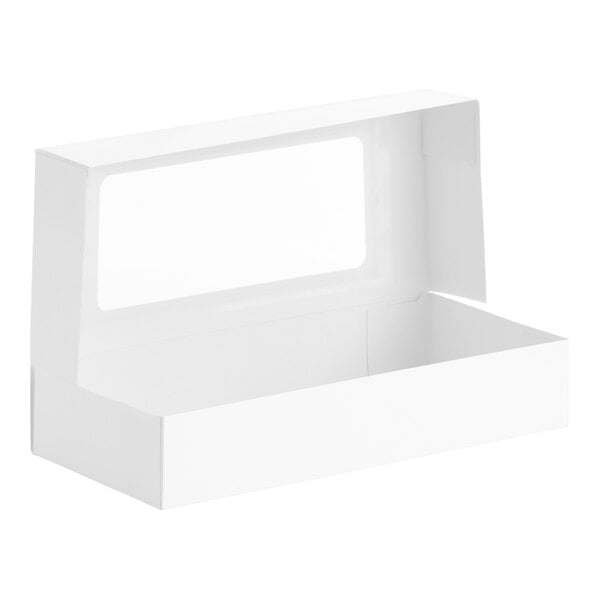 Baker's Lane 12 1/2" x 5 1/2" x 2 1/4" White Auto-Popup Window Cookie / Bakery Box - 200/Case