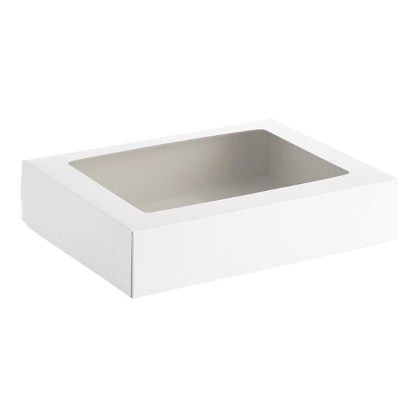 Baker's Lane 19" x 14" x 4" White Auto-Popup Window Cake / Bakery Box - 50/Case