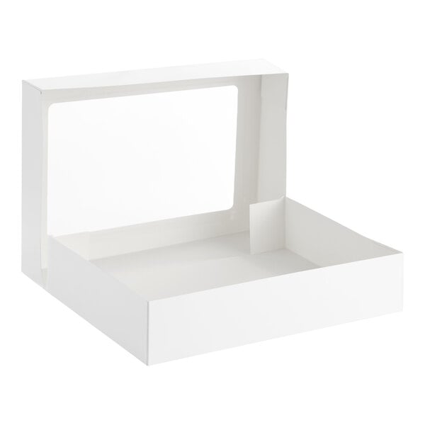 Baker's Lane 19" x 14" x 4" White Auto-Popup Window Cake / Bakery Box - 50/Case