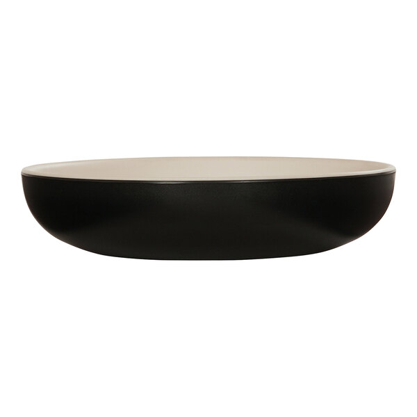 A black and white Cal-Mil Sophie melamine pasta bowl.