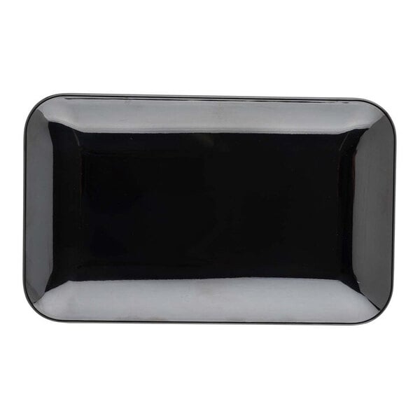 A black rectangular Tablecraft Sierra Collection melamine serving platter.