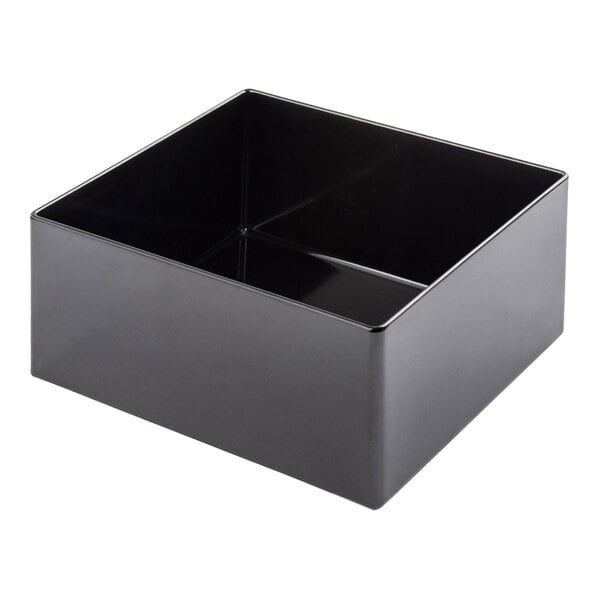 A black Tablecraft melamine bowl with straight sides.