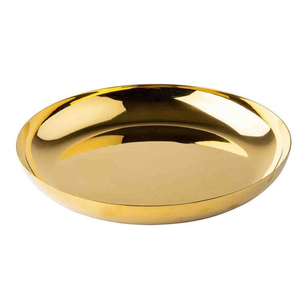 A Tablecraft gold stainless steel seafood tray.