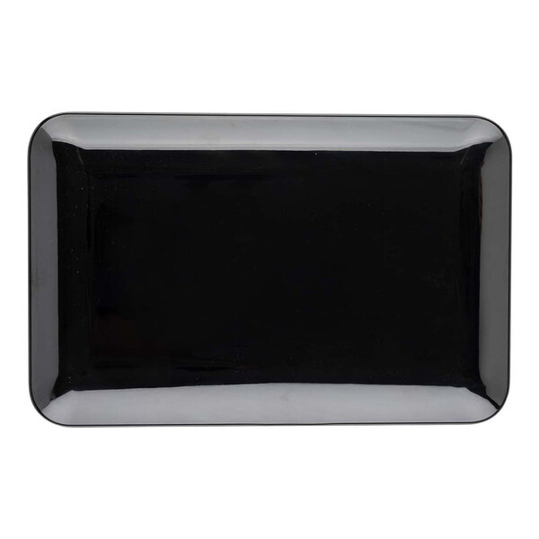 A black rectangular Tablecraft Sierra Collection melamine serving platter.