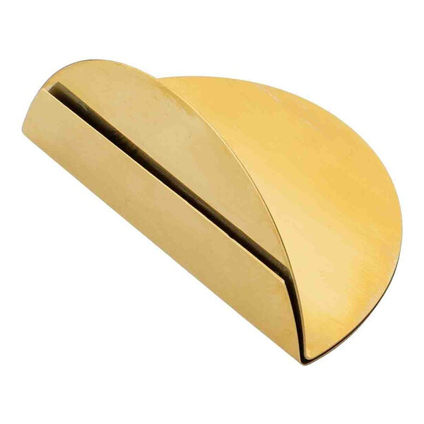 A Tablecraft gold stainless steel half moon card holder.