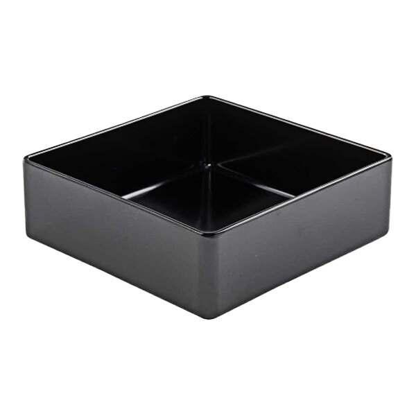 A black Tablecraft Simple Solutions melamine bowl with straight sides.